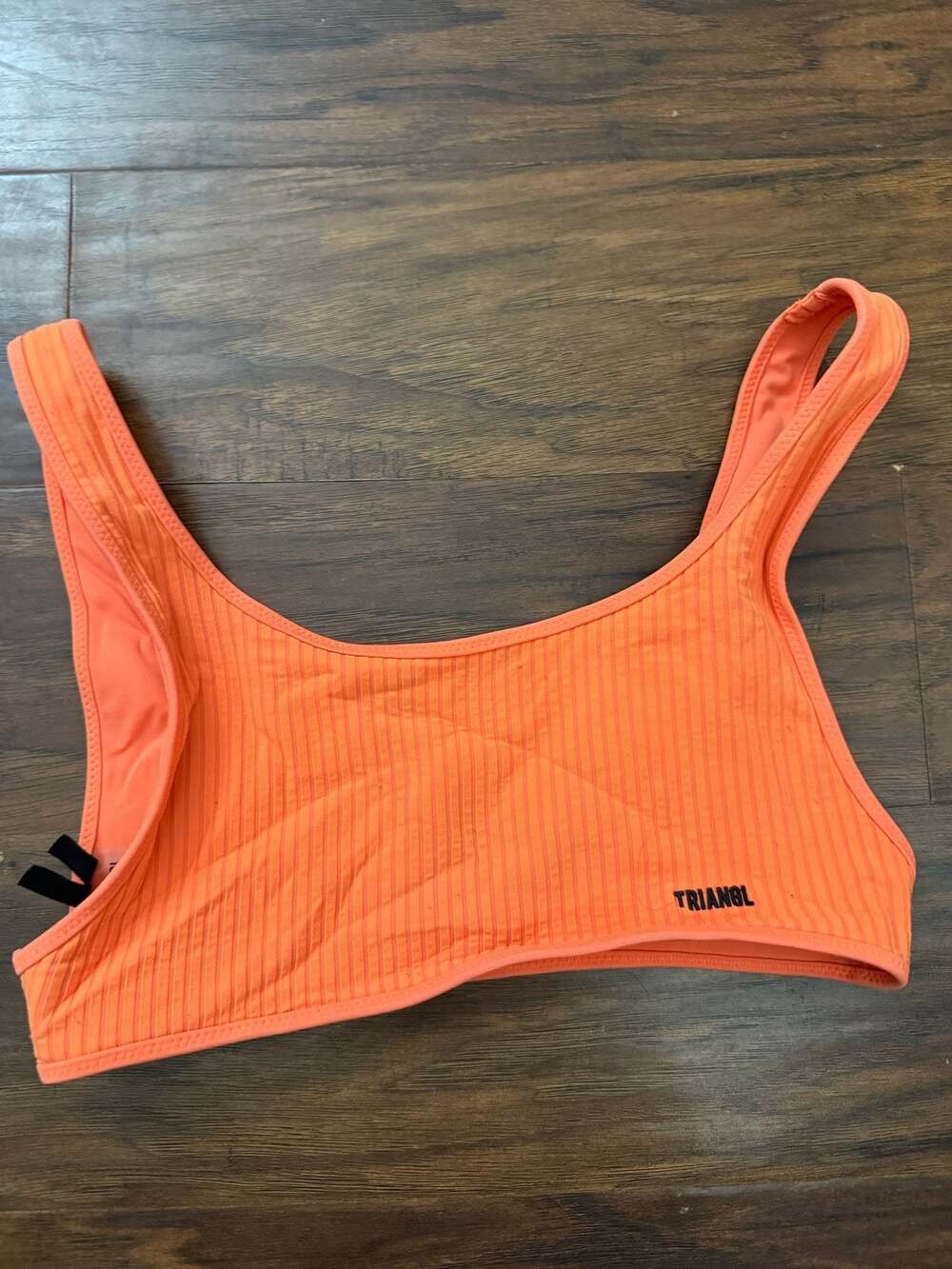 Triangl Ribbed Neon Orange Scoop Bikini Top